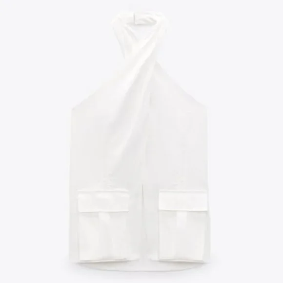 NWT ZARA OPEN BACK HALTER TOP SIZE M - Picture 2 of 4